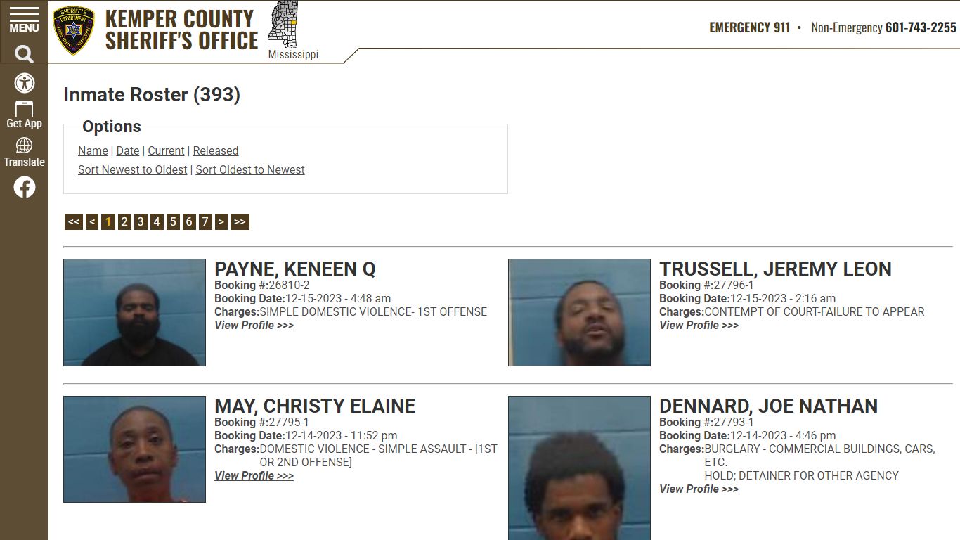 Inmate Roster (384) - Kemper County Sheriff