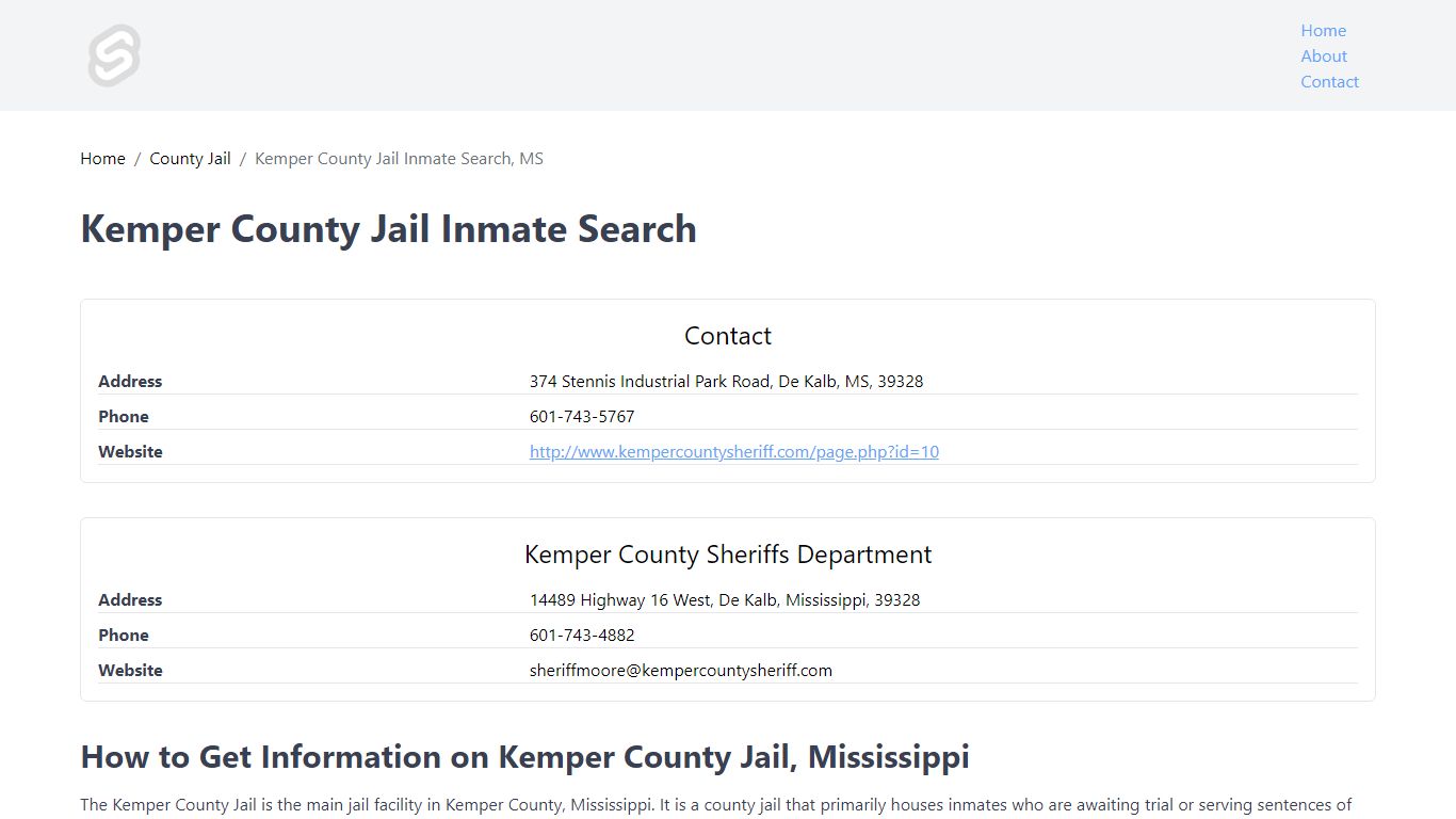 Kemper County Jail Inmate Search, MS