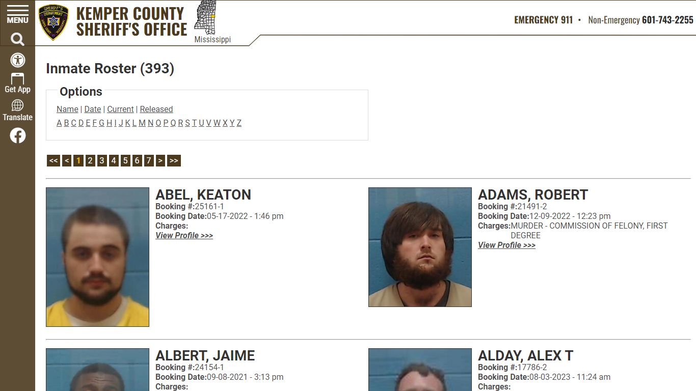Inmate Roster - Current Inmates - Kemper County Sheriff MS